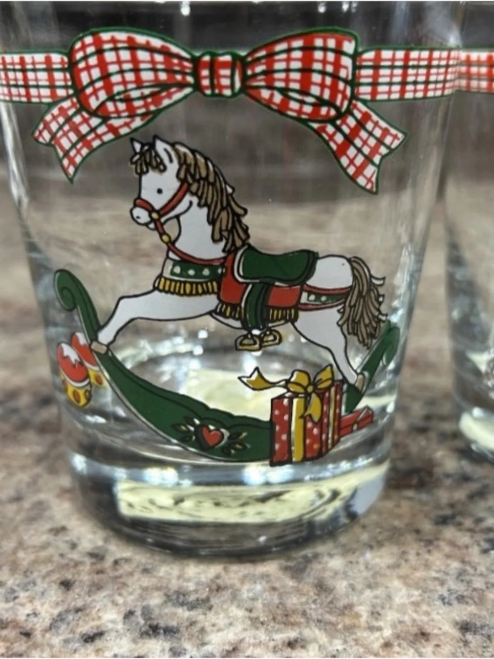 Anchor Hocking Christmas Memories Collection Glass Tumblers 1980s Goose Horse